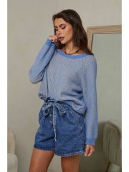 Joséfine Sweter "Barcs" w kolorze niebieskim rozmiar: L. Niebieskie swetry klasyczne damskie Joséfine, l, z kaszmiru, bez kołnierzyka. Za 157.73 zł.