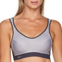 Biustonosz sportowy Anita. Niebieskie biustonosze sportowe damskie ANITA ACTIVE, bez wzorów, z materiału. Za 459.99 zł.
