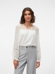 Vero Moda Bluzka w kolorze białym rozmiar: M. Białe bluzki damskie Vero Moda, m, bez wzorów, bez kołnierzyka, bez ramiączek. Za 79.03 zł.