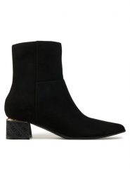 Guess Botki Lukkie FLFLUK SUE10 Czarny. Czarne botki damskie Guess, ze skóry, bez obcasa, na słupku, bez zapięcia. Za 789.99 zł.