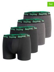 Replay Underwear Bokserki (4 pary) w kolorze szarym i czarnym rozmiar: XL. Czarne bokserki męskie Replay Underwear, bez wzorów. Za 86.99 zł.