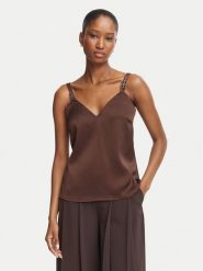 Morgan Top 242-OLAFI Brązowy ciemny Regular Fit. Brązowe topy damskie Morgan, bez wzorów, z syntetyku, bez kołnierzyka. Za 179.99 zł.