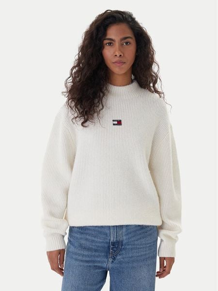 Tommy Jeans Golf Badge DW0DW22109 Écru Relaxed Fit. Golfy damskie Tommy Jeans, l, bez wzorów, z jeansu, bez ramiączek. Za 329.99 zł.