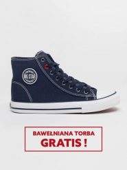 Trampki męskie wysokie granatowe JJ174608 403. Niebieskie trampki i tenisówki męskie Big Star, bez wzorów, bez zapięcia. W wyprzedaży za 88.99 zł.