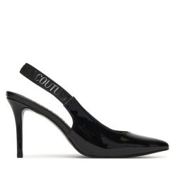 Szpilki Versace Jeans Couture. Czarne szpilki Versace Jeans Couture, bez wzorów, z jeansu, bez obcasa. Za 969.99 zł.