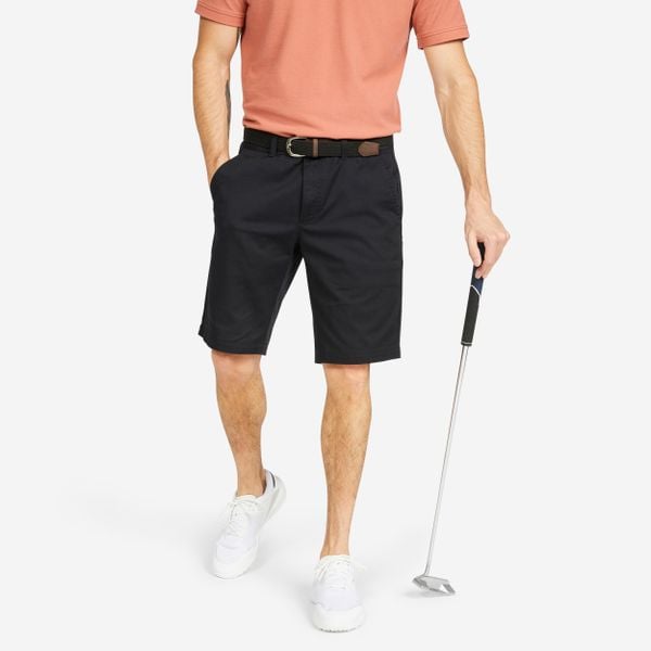 Spodenki do golfa chino męskie Inesis MW500. Czarne szorty męskie INESIS, bez wzorów, z bawełny, sportowe. Za 69.99 zł.