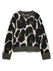 Vero Moda Sweter w kolorze kremowo-oliwkowo-czarnym rozmiar: S. Brązowe swetry klasyczne damskie Vero Moda, s, bez kołnierzyka. Za 109.95 zł.
