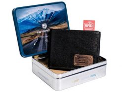 Skórzany portfel męski Peterson czarny PTN 304G-5804. Czarne portfele męskie Peterson, bez wzorów, ze skóry. Za 104.00 zł.