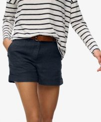 Superdry Szorty lniane Mid Rise – prosty krój, przewiewne – ECLIPSE NAVY. Niebieskie szorty męskie Superdry., na lato, bez wzorów, klasyczne. Za 320.95 zł.