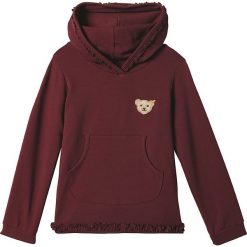 Bluza w kolorze ciemnoczerwonym. Czerwone bluzy dziewczęce Steiff, z aplikacjami, bez ramiączek, bez kaptura. W wyprzedaży za 58.95 zł.