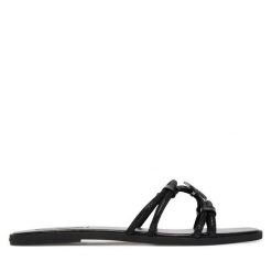 Klapki KARL LAGERFELD. Czarne klapki damskie Karl Lagerfeld, bez wzorów, bez obcasa. Za 547.99 zł.