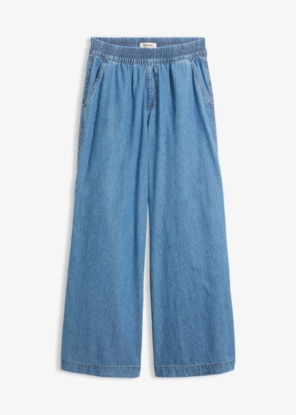 Jeansy wide leg, high waist. Czarne jeansy damskie bonprix, z podwyższonym stanem. Za 137.99 zł.
