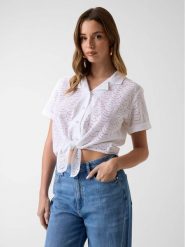 Guess Top 182451 Biały Classic Fit. Białe topy damskie Guess, xxl, z aplikacjami, bez kołnierzyka. Za 434.99 zł.