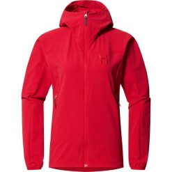 Kurtka przeciwdeszczowa damska Rosson Softshell Hood. Czerwone kurtki damskie Haglöfs, bez wzorów, z softshellu, bez kaptura. Za 690.00 zł.