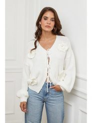 L'armoire de Suzette Kardigan w kolorze białym rozmiar: 38/40. Białe kardigany damskie L'armoire de Suzette, l, z aplikacjami, ze splotem. Za 165.31 zł.