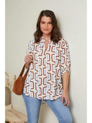 Curvy Lady Bluzka w kolorze biało-błękitno-brązowym rozmiar: 44/46. Białe bluzki damskie Curvy Lady, bez wzorów, klasyczne, bez kołnierzyka, bez ramiączek. Za 139.20 zł.