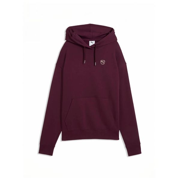 Bluza Puma Ess Elevated Comfort Hoodie Fl Damskie. Fioletowe bluzy sportowe damskie Puma, l, bez wzorów, z bawełny, bez ramiączek, krótkie, z kapturem. Za 314.99 zł.