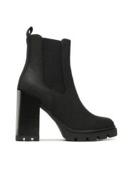ONLY Botki 15304858 Czarny. Czarne botki damskie Only, ze skóry, bez obcasa, na słupku, bez zapięcia. Za 199.99 zł.
