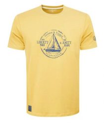 Koszulka Męska (T-Shirt) - PAKO JEANS - Żaglówka, Żółta. Żółte t-shirty męskie Pako Jeans, l, bez wzorów, z bawełny, bez kołnierzyka. Za 69.00 zł.