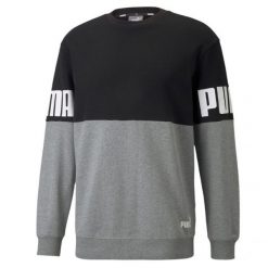 Męska Bluza Power Colour Block Z Okrągłym Dekoltem. Czarne bluzy bez kaptura męskie Puma, m. Za 283.99 zł.
