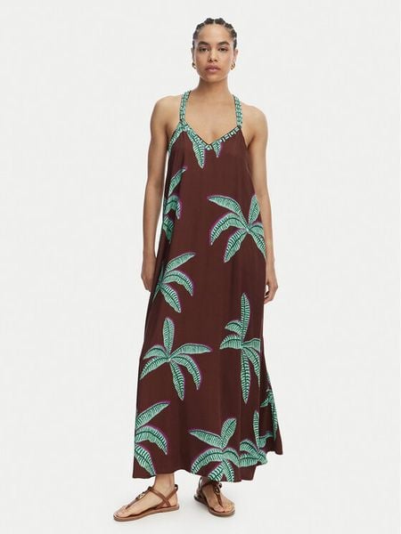 LOLA CASADEMUNT Sukienka letnia LS2616022 Brązowy Relaxed Fit. Brązowe sukienki damskie lola casademunt, na lato, m, bez wzorów, bez kołnierzyka, bez ramiączek. Za 543.99 zł.