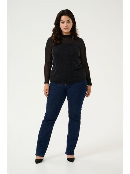 KAFFE curve Koszulka "Colgie" w kolorze czarnym rozmiar: S. Czarne bluzki damskie KAFFE curve, s, bez wzorów, bez kołnierzyka, bez ramiączek. Za 69.99 zł.