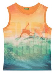 United Colors Of Benetton Tank top 3RD0CH020 Pomarańczowy Regular Fit. Brązowe t-shirty chłopięce United Colors Of Benetton, bez wzorów, z bawełny, bez ramiączek. Za 49.99 zł.