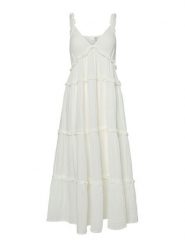 YAS Sukienka letnia Anina 26038014 Biały Regular Fit. Białe sukienki damskie YAS, na lato, bez wzorów, z bawełny, bez kołnierzyka, bez ramiączek. Za 319.99 zł.