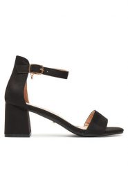 DeeZee Sandały 5250-1 Czarny. Czarne sandały damskie DeeZee, bez wzorów, z materiału, bez obcasa, na słupku. Za 119.99 zł.