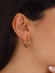 Nakkash Pozłacane kolczyki-kreole z cyrkoniami rozmiar: onesize. Żółte kolczyki damskie Nakkash, z cyrkonią, pozłacane. Za 95.92 zł.