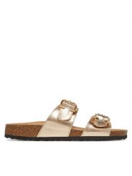 ONLY Shoes Klapki Onlmaxi-13 Pu Strap Buckle 15331392 Złoty. Żółte klapki damskie ONLY Shoes, bez wzorów, ze skóry, bez obcasa. Za 139.99 zł.