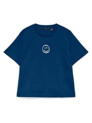 Vero Moda Koszulka w kolorze granatowym rozmiar: S. Niebieskie bluzki damskie Vero Moda, s, bez wzorów, z bawełny, bez kołnierzyka. Za 58.14 zł.