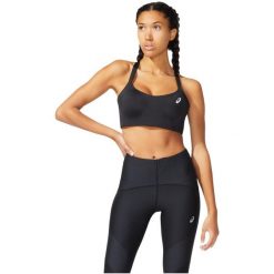 Biustonosz sportowy damski ASICS Metarun Bra. Czarne biustonosze sportowe damskie Asics, bez wzorów, z materiału. Za 268.80 zł.