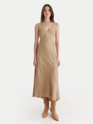ViCOLO Sukienka koktajlowa TF0247 Beżowy Regular Fit. Brązowe sukienki damskie ViCOLO, s, bez wzorów, z wiskozy, wizytowe, bez kołnierzyka, bez ramiączek. Za 399.99 zł.
