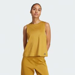 Koszulka Yoga Tank. Brązowe bluzki damskie Adidas, m, bez wzorów, bez ramiączek. Za 159.00 zł.