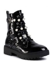 DeeZee Trapery WS5017-05 Czarny. Czarne trapery damskie DeeZee, ze skóry, bez obcasa. Za 179.99 zł.