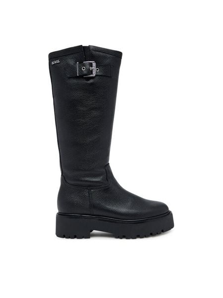 KARL LAGERFELD Kozaki Burly Biker KL43490W Czarny. Czarne kozaki damskie Karl Lagerfeld, ze skóry, bez obcasa, na płaskiej podeszwie. Za 969.99 zł.