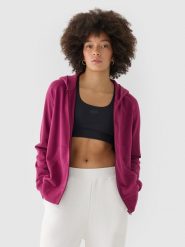 4F Bluza dresowa rozpinana z kapturem damska - fioletowa XL. Fioletowe bluzy z kapturem damskie 4f, xl, z bawełny. W wyprzedaży za 119.99 zł.