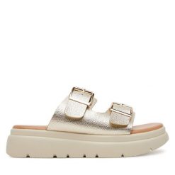 Klapki Clara Barson. Żółte klapki damskie Clara Barson, bez wzorów, bez obcasa. Za 119.99 zł.