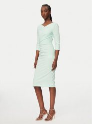 Rinascimento Sukienka koktajlowa CFC0127699003 Zielony Slim Fit. Zielone sukienki damskie RINASCIMENTO, xs, bez wzorów, z syntetyku, wizytowe, bez kołnierzyka, bez ramiączek. Za 609.99 zł.