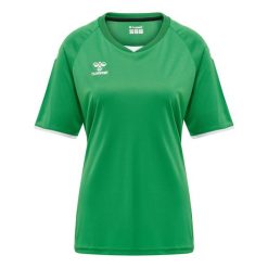 Koszulka damska Hummel hmlhmlCORE volley. Zielone t-shirty damskie HUMMEL, s, bez wzorów, z jersey, bez kołnierzyka. Za 161.50 zł.