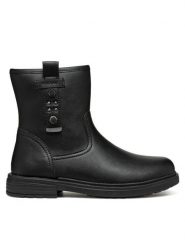 Geox Kozaki Jr Eclair J469QI 0009F C9999 D Czarny. Czarne kozaki dziewczęce Geox, bez wzorów, ze skóry, bez obcasa. Za 319.99 zł.