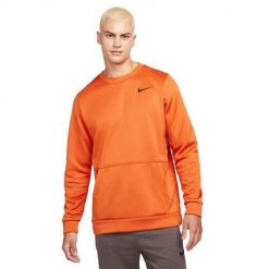 Bluza sportowa męska Nike Therma. Brązowe bluzy bez kaptura męskie Nike, bez wzorów, sportowe, bez kołnierzyka, bez ramiączek. Za 299.00 zł.