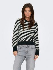 ONLY Sweter w kolorze czarno-białym rozmiar: M. Białe swetry klasyczne damskie Only, m, bez kołnierzyka. Za 92.42 zł.