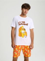 Piżama dwuczęściowa The Simpsons - biały. Białe piżamy męskie Sinsay, l, bez wzorów, bez ramiączek. W wyprzedaży za 19.99 zł.
