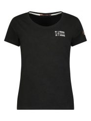 Geographical Norway Koszulka w kolorze czarnym rozmiar: S. Czarne bluzki damskie Geographical Norway, s, bez wzorów, bez kołnierzyka, bez ramiączek. Za 52.55 zł.