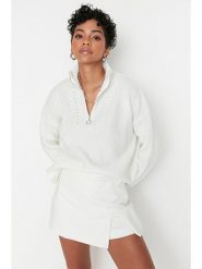 Trendyol Sweter w kolorze białym rozmiar: M. Białe golfy damskie Trendyol, m, bez wzorów, ze splotem, bez ramiączek. Za 74.99 zł.