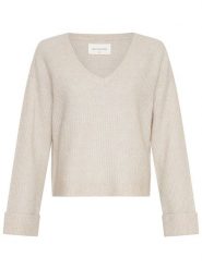 MOSS COPENHAGEN Sweter "Evonna" w kolorze beżowym rozmiar: M/L. Brązowe swetry klasyczne damskie MOSS COPENHAGEN, l, bez kołnierzyka. Za 171.28 zł.