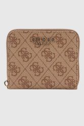 GUESS Beżowy mały portfel damski Laurel. Brązowe portfele damskie Guess, z aplikacjami. W wyprzedaży za 165.99 zł.
