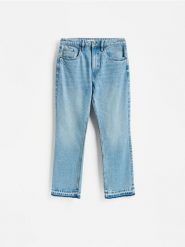 Jeansy flare z efektem sprania - indigo jeans. Niebieskie jeansy męskie Reserved. Za 159.99 zł.